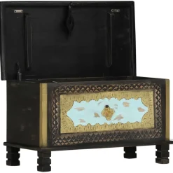 vidaXL Opbergkist 80x40x45 cm massief mangohout zwart