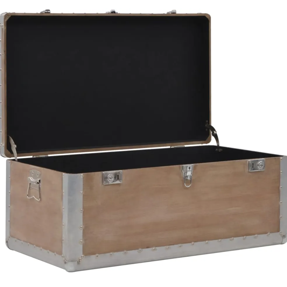 vidaXL Opbergkist 91x52x40 cm massief vurenhout bruin
