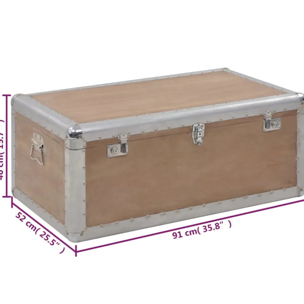 vidaXL Opbergkist 91x52x40 cm massief vurenhout bruin