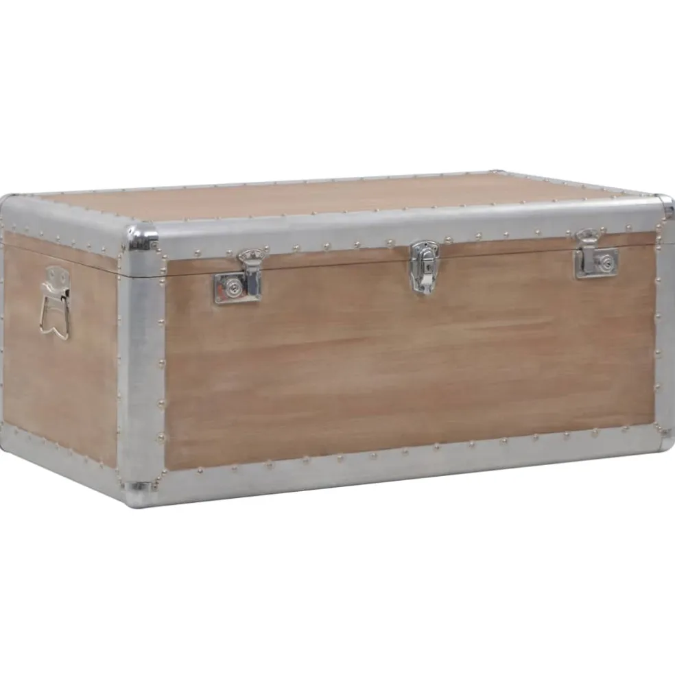 vidaXL Opbergkist 91x52x40 cm massief vurenhout bruin