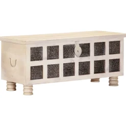 vidaXL Opbergkist 110x40x45 cm massief acaciahout wit