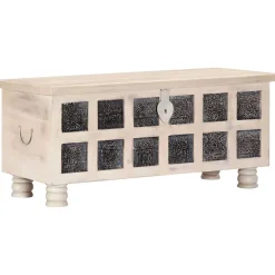 vidaXL Opbergkist 110x40x45 cm massief acaciahout wit