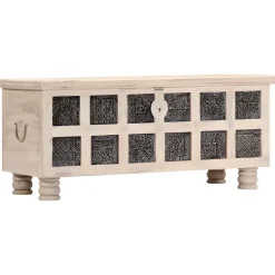 vidaXL Opbergkist 110x40x45 cm massief acaciahout wit