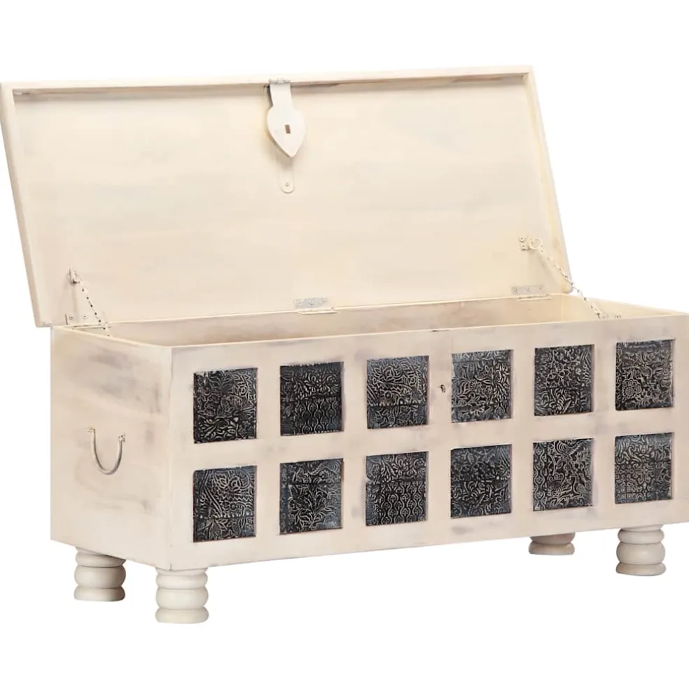 vidaXL Opbergkist 110x40x45 cm massief acaciahout wit