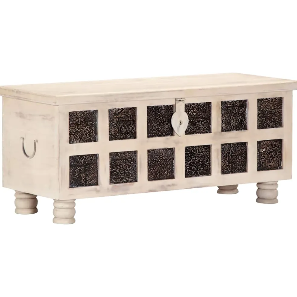 vidaXL Opbergkist 110x40x45 cm massief acaciahout wit
