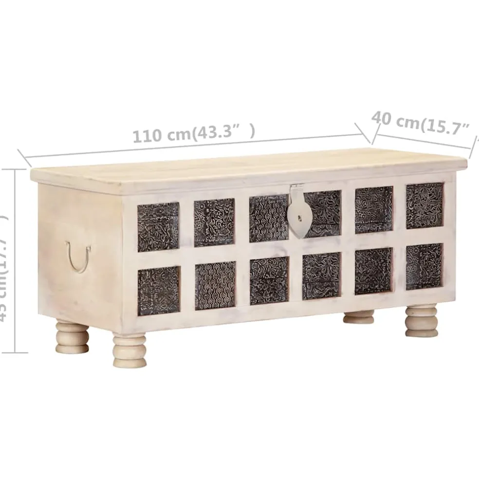 vidaXL Opbergkist 110x40x45 cm massief acaciahout wit