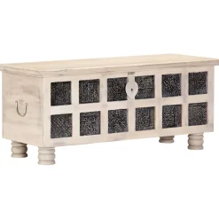 vidaXL Opbergkist 110x40x45 cm massief acaciahout wit