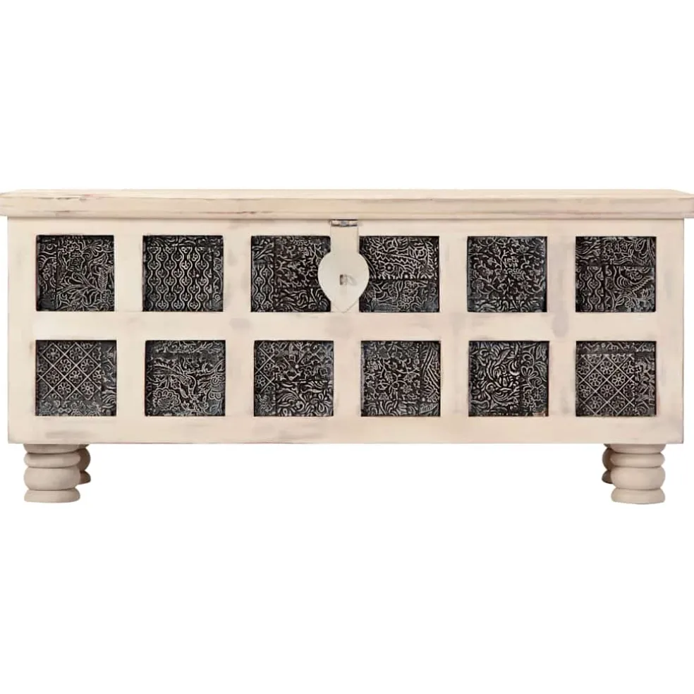 vidaXL Opbergkist 110x40x45 cm massief acaciahout wit