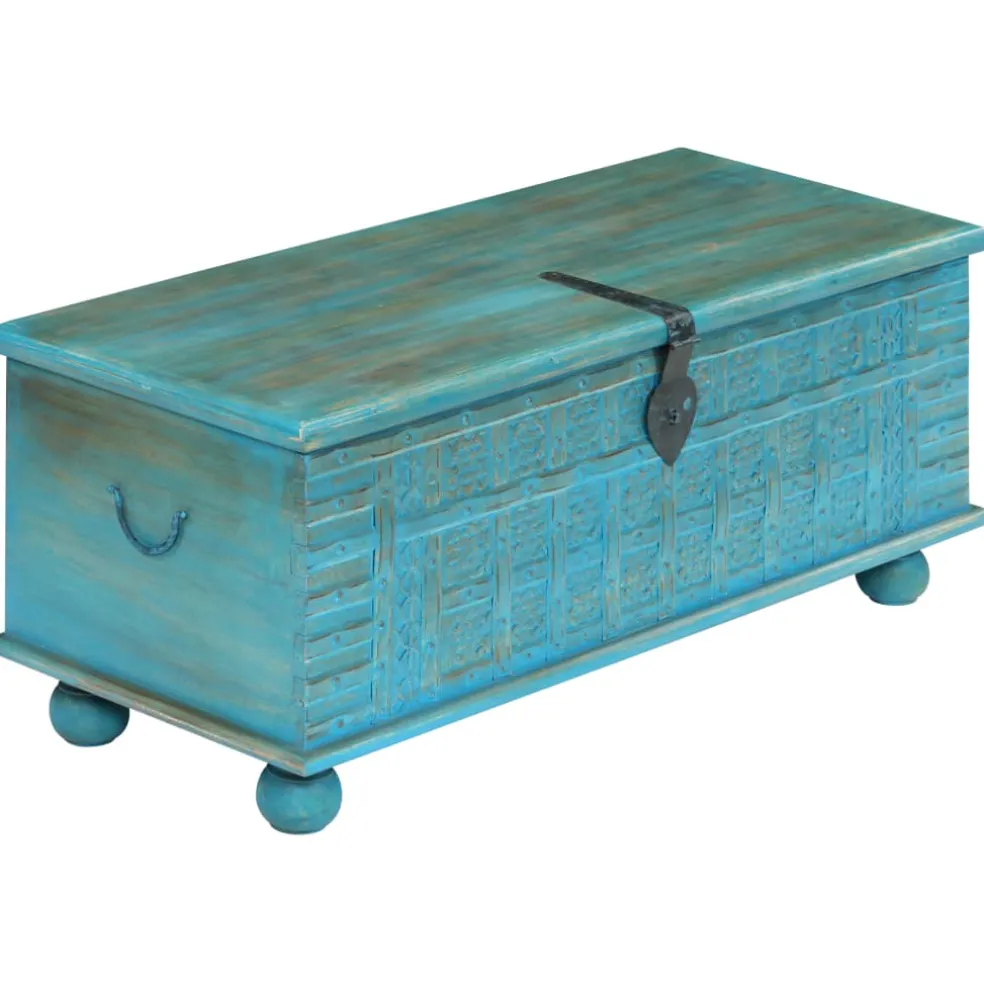 vidaXL Opbergkist 100x40x41 cm massief mangohout blauw