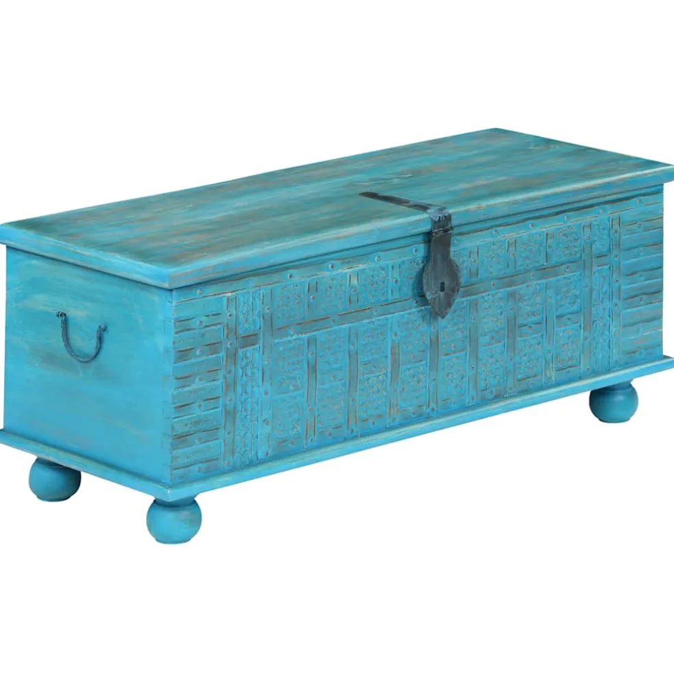 vidaXL Opbergkist 100x40x41 cm massief mangohout blauw