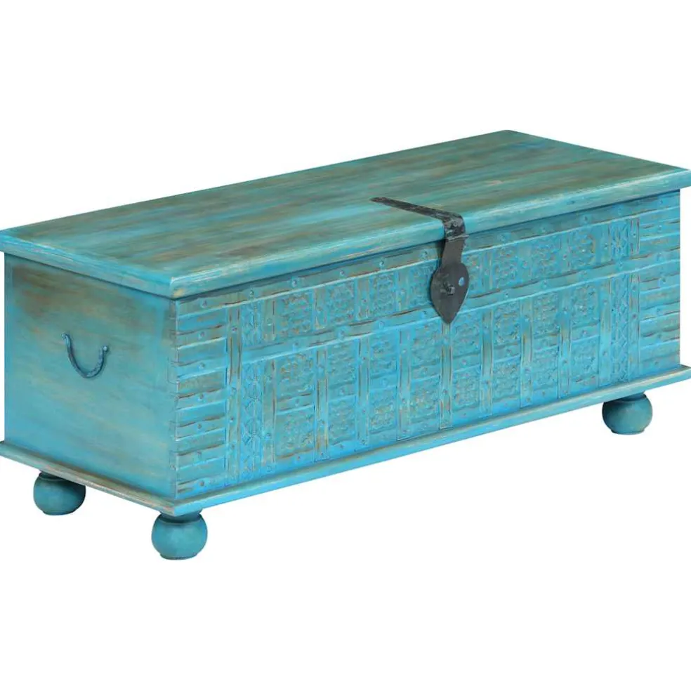 vidaXL Opbergkist 100x40x41 cm massief mangohout blauw