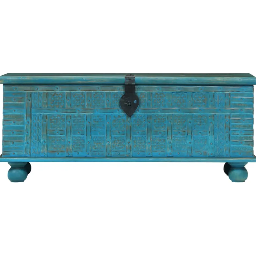 vidaXL Opbergkist 100x40x41 cm massief mangohout blauw
