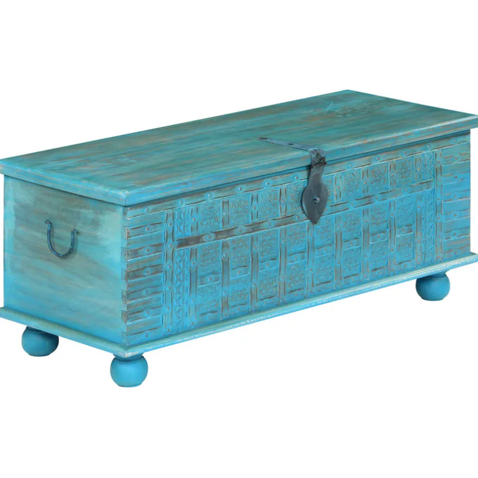 vidaXL Opbergkist 100x40x41 cm massief mangohout blauw