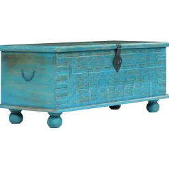 vidaXL Opbergkist 100x40x41 cm massief mangohout blauw