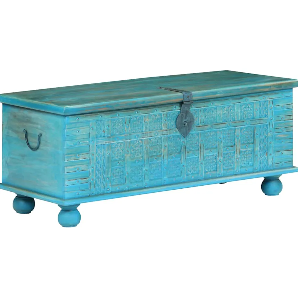 vidaXL Opbergkist 100x40x41 cm massief mangohout blauw