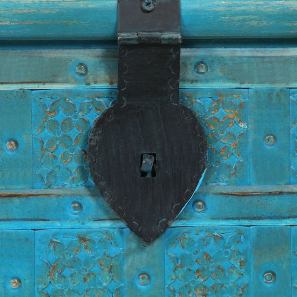 vidaXL Opbergkist 100x40x41 cm massief mangohout blauw