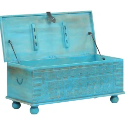 vidaXL Opbergkist 100x40x41 cm massief mangohout blauw