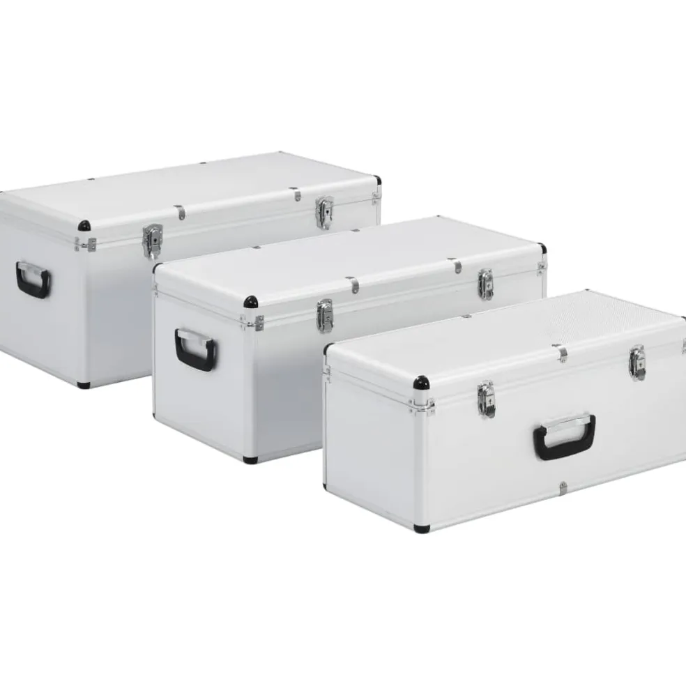 vidaXL Opbergkoffers 3 st aluminium zilverkleurig