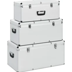 vidaXL Opbergkoffers 3 st aluminium zilverkleurig