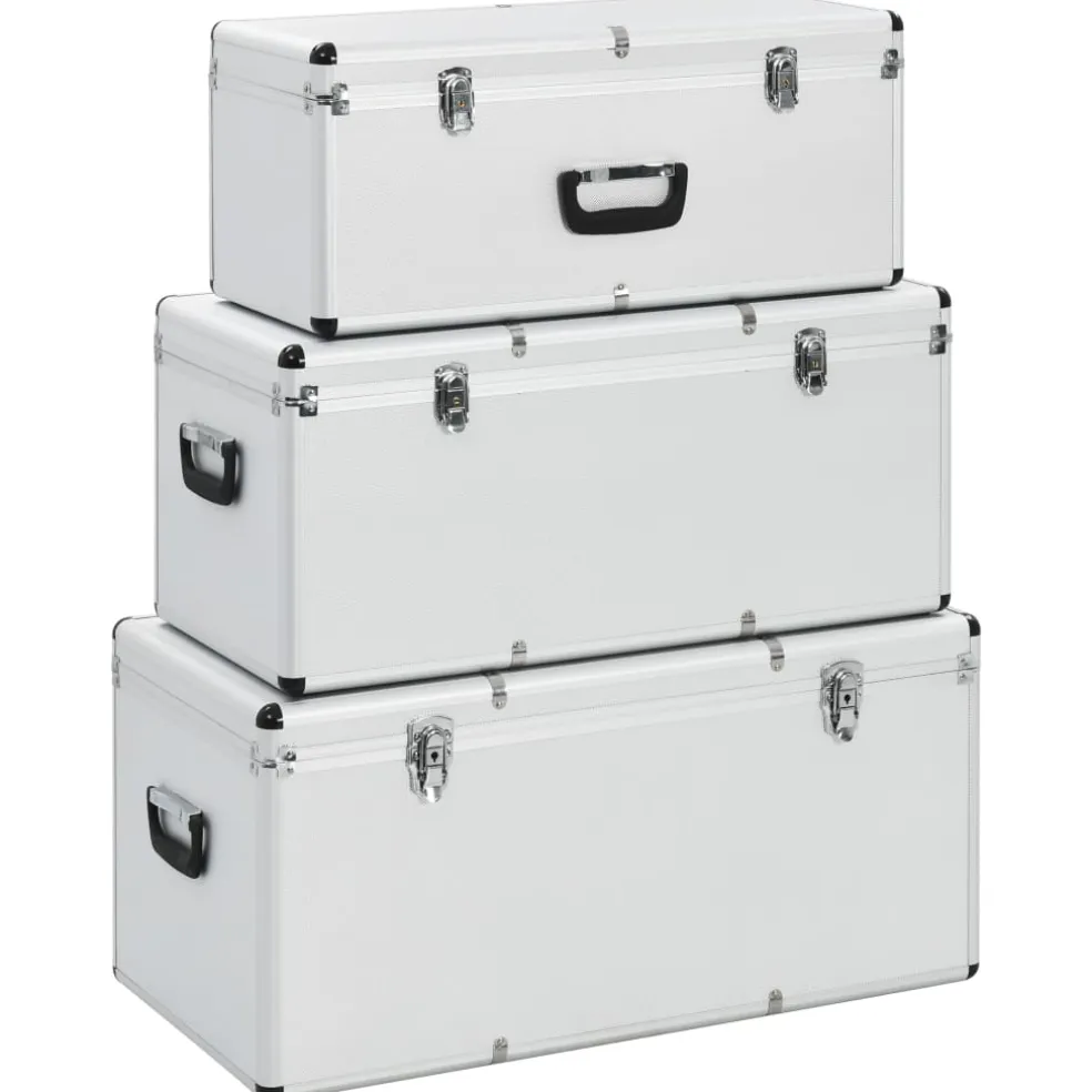 vidaXL Opbergkoffers 3 st aluminium zilverkleurig