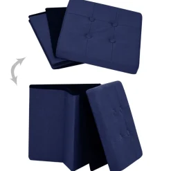 vidaXL Opbergkruk inklapbaar kunstlinnen blauw