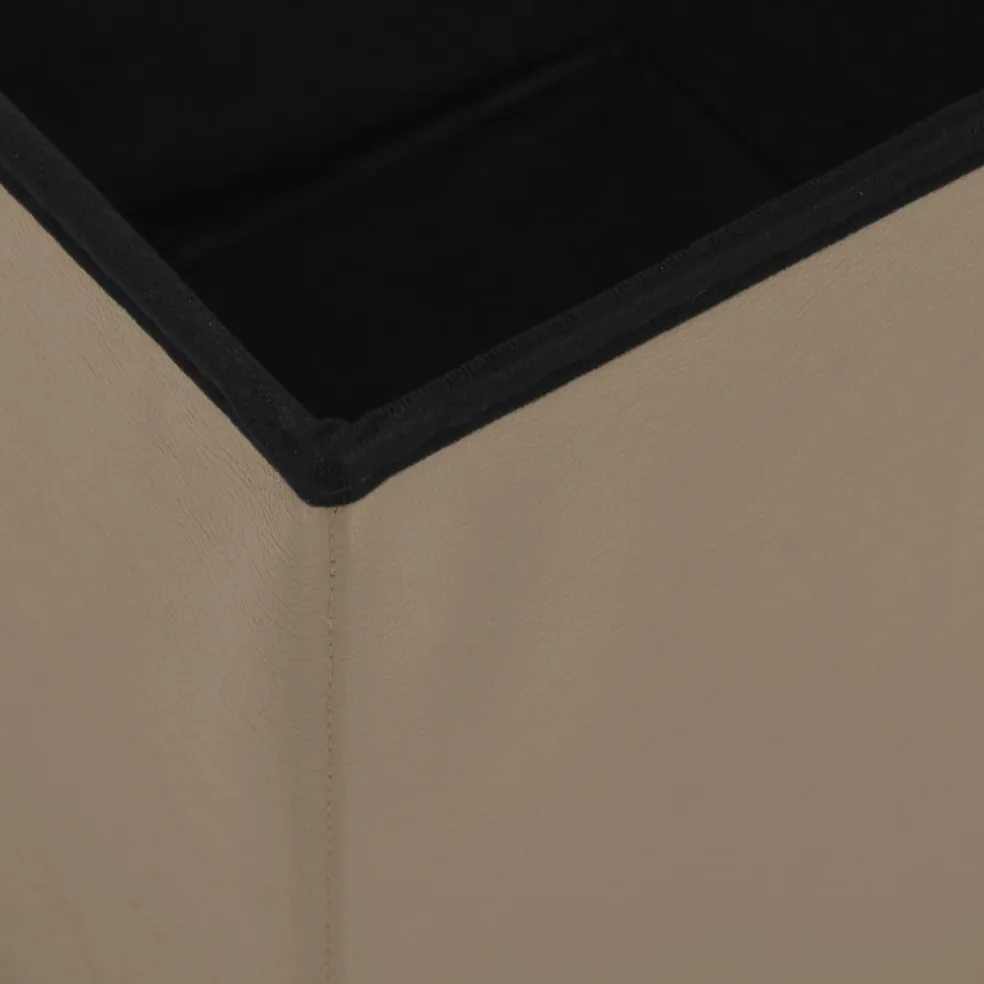 vidaXL Opbergkrukken inklapbaar 2 st PVC cappuccinokleurig