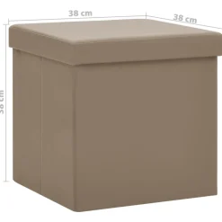 vidaXL Opbergkrukken inklapbaar 2 st PVC cappuccinokleurig