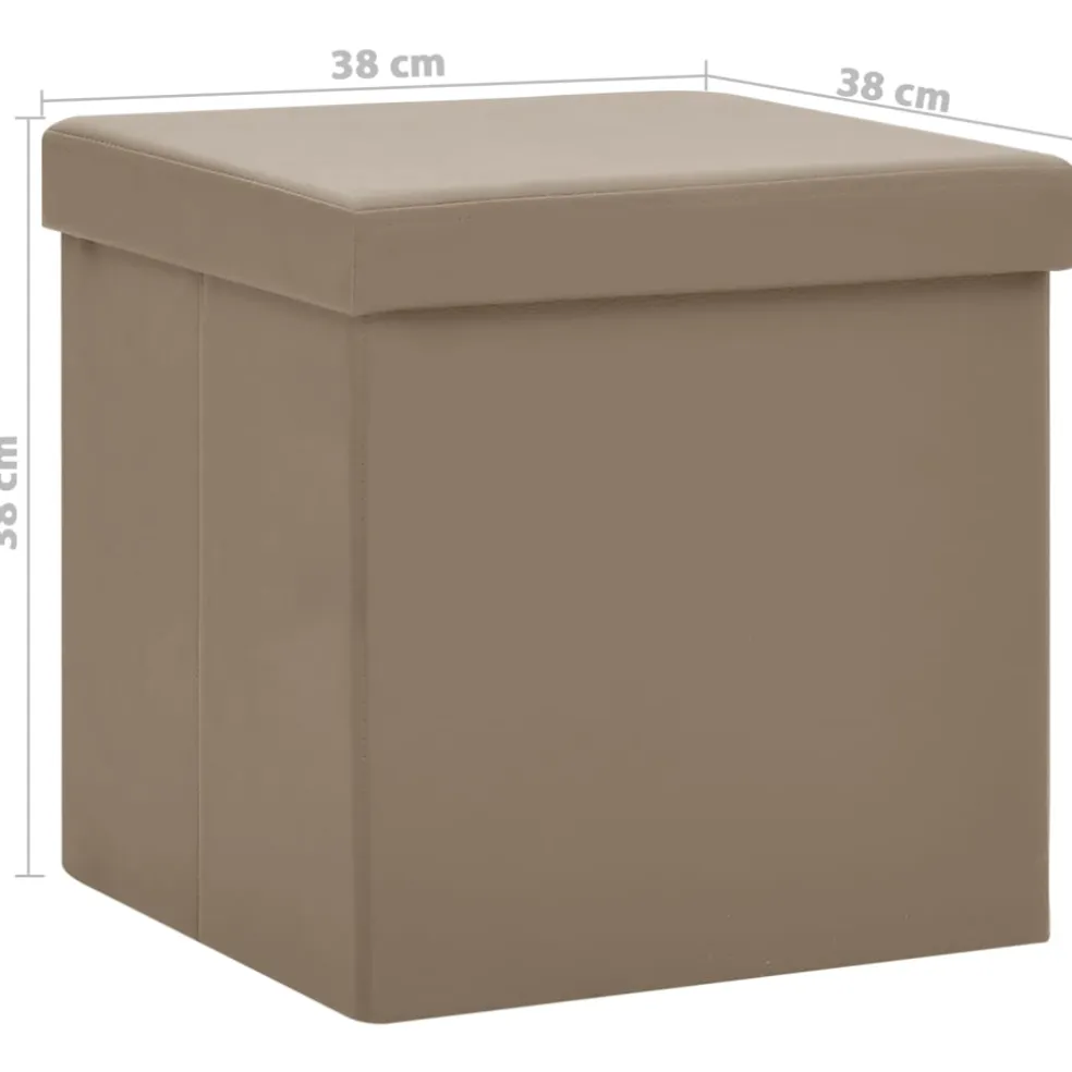 vidaXL Opbergkrukken inklapbaar 2 st PVC cappuccinokleurig