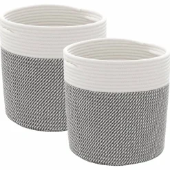vidaXL Opbergmanden 2 st Ø 28x28 cm katoen beige en wit