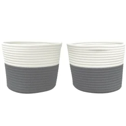 vidaXL Opbergmanden 2 st Ø 24x18 cm katoen grijs en wit