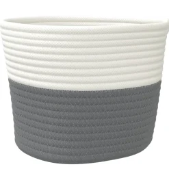 vidaXL Opbergmanden 2 st Ø 24x18 cm katoen grijs en wit