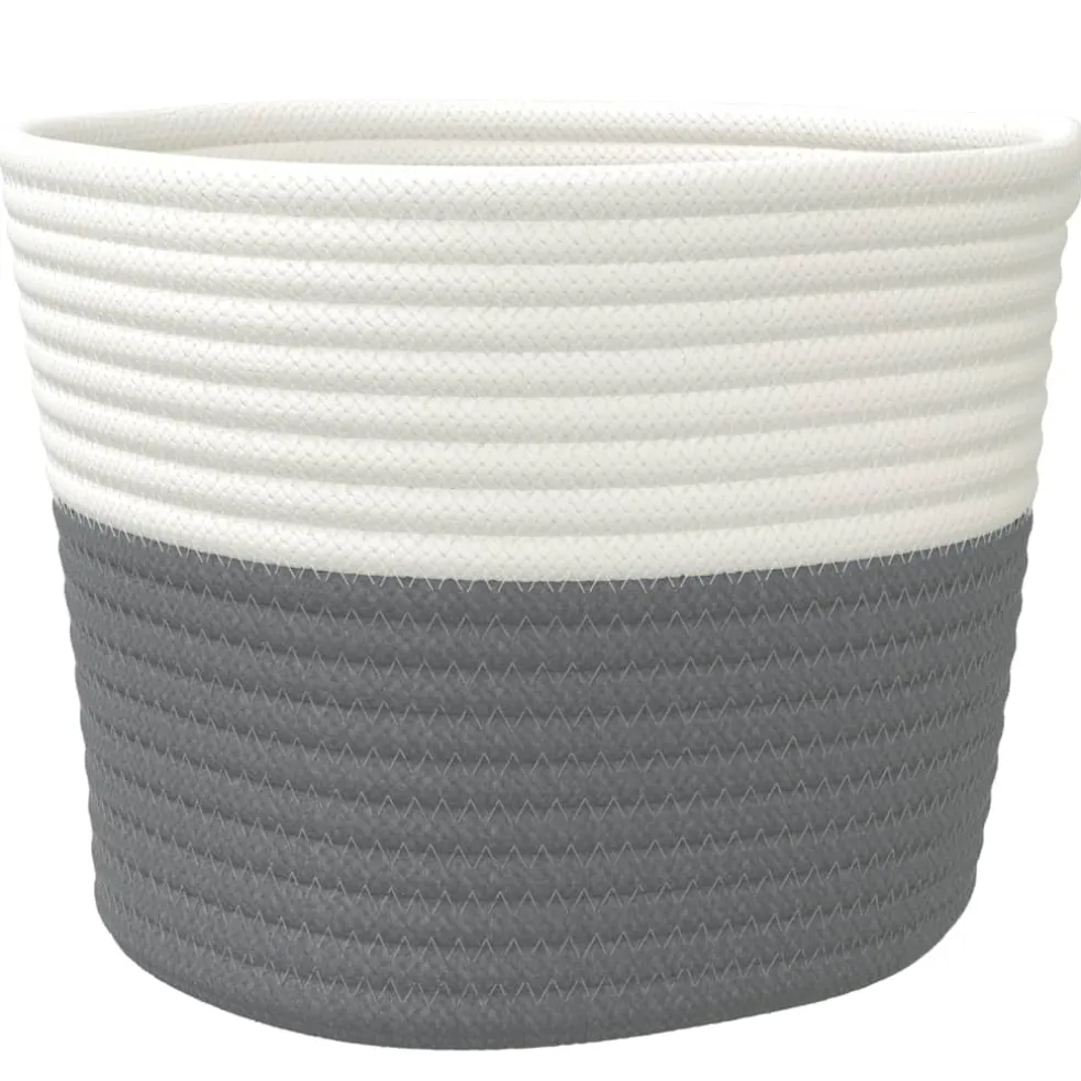 vidaXL Opbergmanden 2 st Ø 24x18 cm katoen grijs en wit