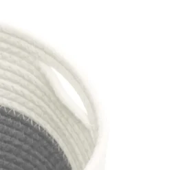 vidaXL Opbergmanden 2 st Ø 24x18 cm katoen grijs en wit