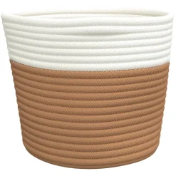 vidaXL Opbergmanden 2 st Ø 24x18 cm katoen bruin en wit