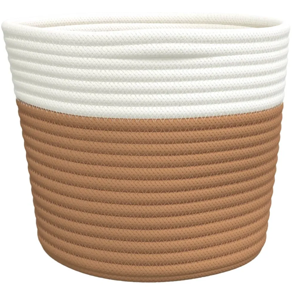 vidaXL Opbergmanden 2 st Ø 24x18 cm katoen bruin en wit