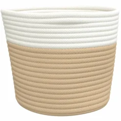 vidaXL Opbergmanden 2 st Ø 24x18 cm katoen beige en wit