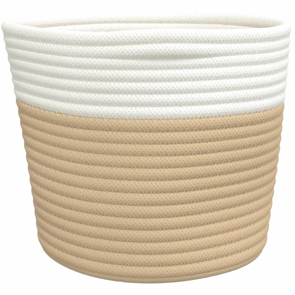 vidaXL Opbergmanden 2 st Ø 24x18 cm katoen beige en wit