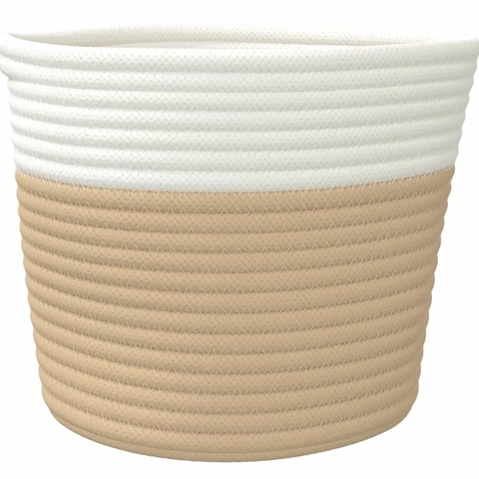 vidaXL Opbergmanden 2 st Ø 24x18 cm katoen beige en wit