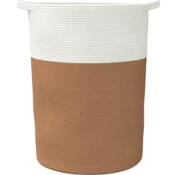 vidaXL Opbergmand Ø 49x65 cm katoen bruin en wit