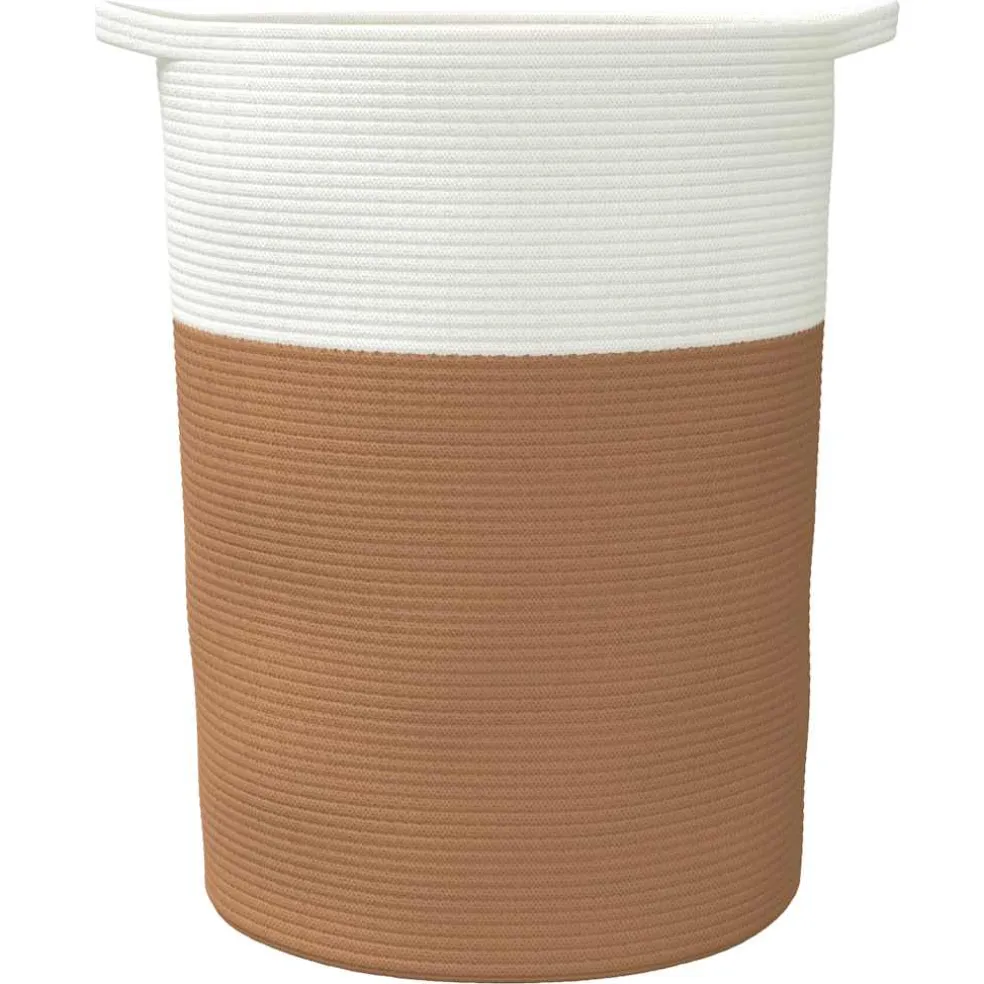 vidaXL Opbergmand Ø 49x65 cm katoen bruin en wit