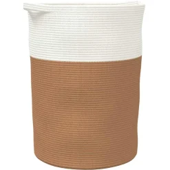 vidaXL Opbergmand Ø 49x65 cm katoen bruin en wit