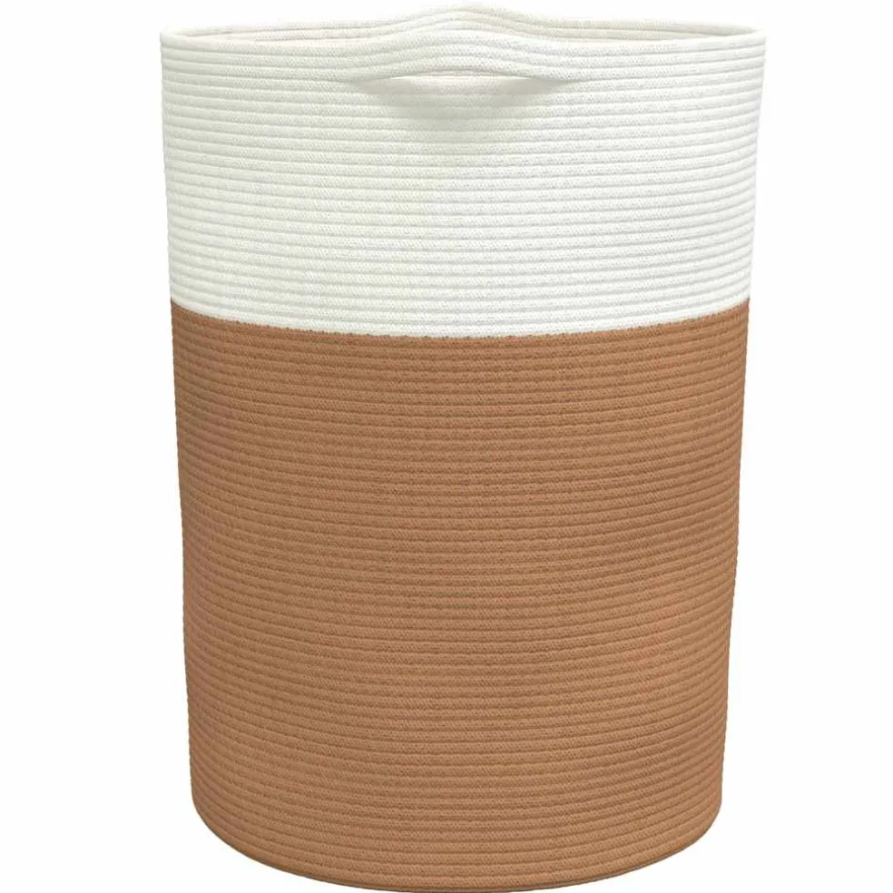 vidaXL Opbergmand Ø 49x65 cm katoen bruin en wit