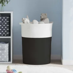 vidaXL Opbergmand Ø 38x46 cm katoen grijs en wit