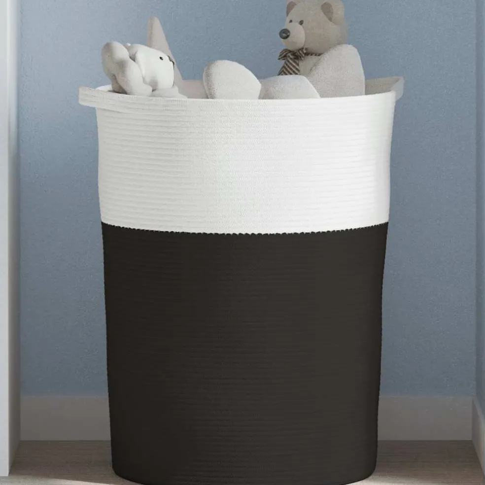 vidaXL Opbergmand Ø 38x46 cm katoen grijs en wit