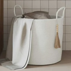 vidaXL Opbergmand Ø 40x35 cm katoen wit