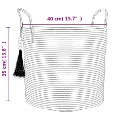 vidaXL Opbergmand Ø 40x35 cm katoen wit