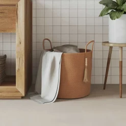 vidaXL Opbergmand Ø 40x35 cm katoen bruin