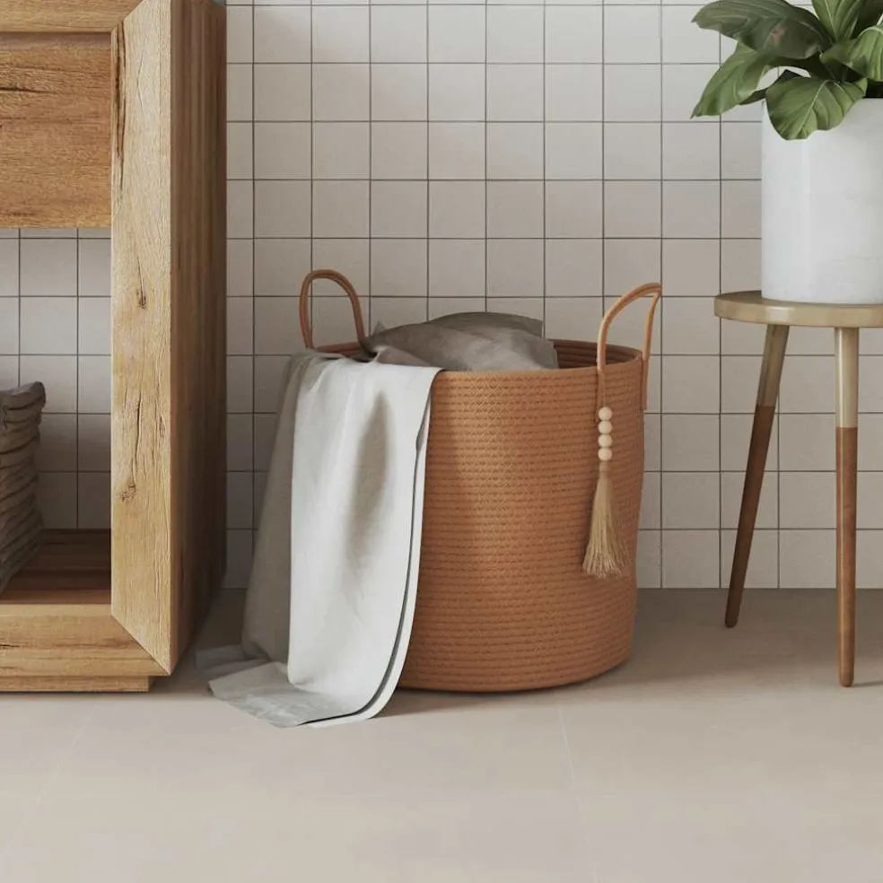 vidaXL Opbergmand Ø 40x35 cm katoen bruin