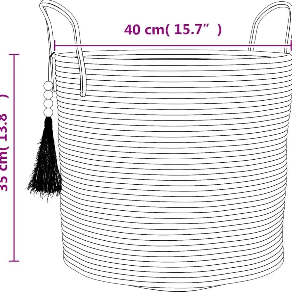 vidaXL Opbergmand Ø 40x35 cm katoen bruin en wit