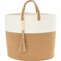 vidaXL Opbergmand Ø 40x35 cm katoen bruin en wit